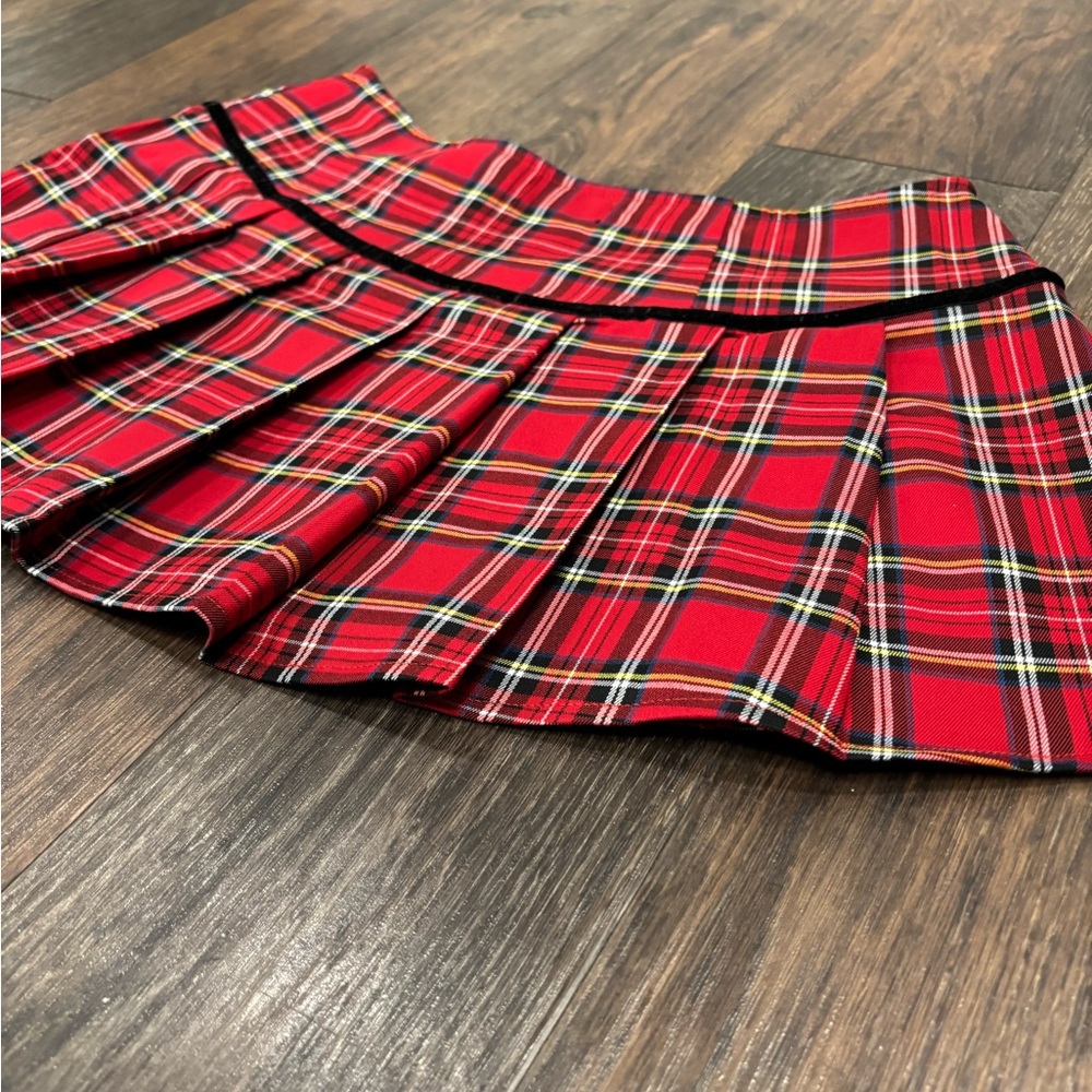 Social Collison Plaid Pleated Skirt with bows Size M - Picture 11 of 13